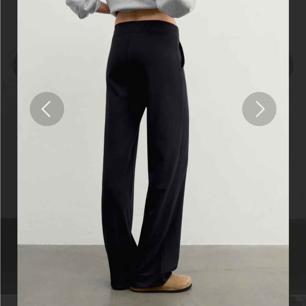 AYR Pants The High Hopes Wide Leg Size Medium Black Pima Cotton Modal Wide Leg - Picture 5 of 16